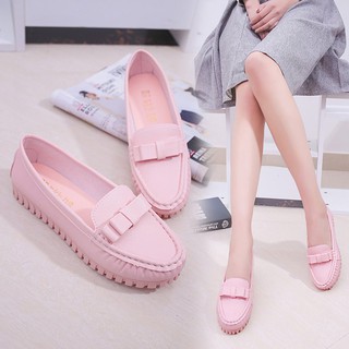 Women Bowknot Slip-Ons Flat Leather Single Shoes Loafers