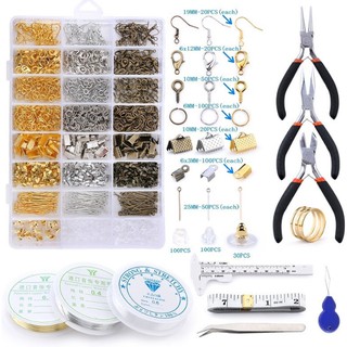 A Set Alloy Jewelry Making Kit Jewelry Making Tools Copper Wire Spacer Beads Crimp beads Earring Hooks handmade Craft Supplies