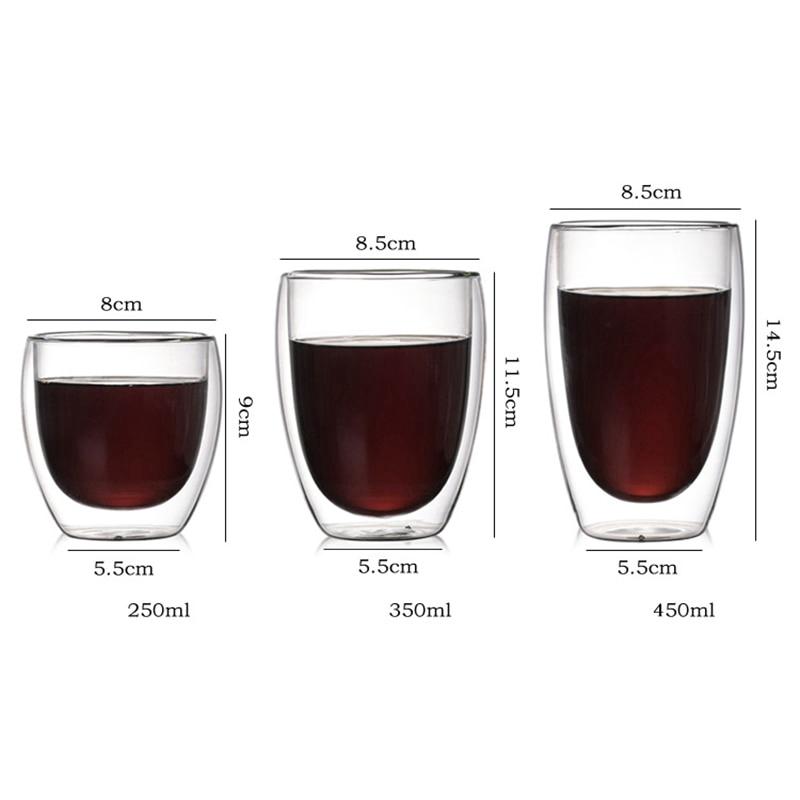 Heat Resistant Double Wall Glass Tea Drink Coffee Cup Insulated Clear Glasses