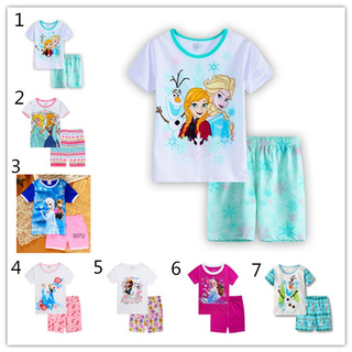 Frozen Elsa Anna Kids Girls Sleepwear Pajama Outfit T-shirt+Pants Homewear