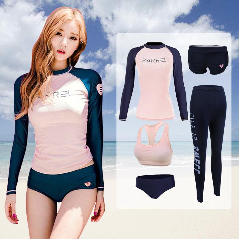 Korean swimsuit women's long sleeve swimsuit women's diving suit sun proof jellyfish suit pants split surfing suit snorkeling water suit beach suit women's Beach suit