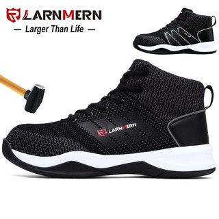 LARNMERN Men's Steel Toe Safety Work Shoes Breathable Lightweight Anti-smashing Non-slip Reflective Protective Boots
