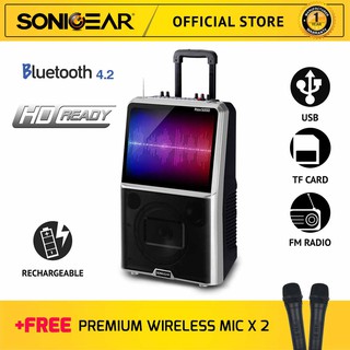 SonicGear KBX5000 Portable Speakers with Display Excellent Performance for Outdoor Event & Karaoke [Free 2xWireless Mic]