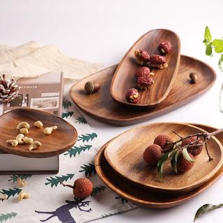 Irregular Wood Oval Solid Wood Tray Fruit Tray Tea Tray Dessert Tray