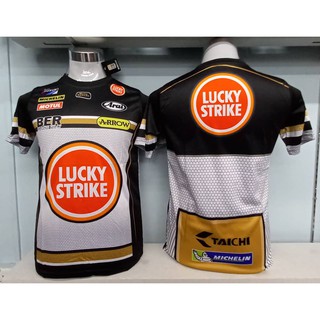 [Shop Malaysia] LUCKY STRIKE jalur Baju Motor Microfibre Sublimition Biker Jersey T-Shirt Roundneck Sleeve