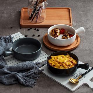 SWEEJAR Round Ceramic Bowl Baking Tray With Handle Bakeware