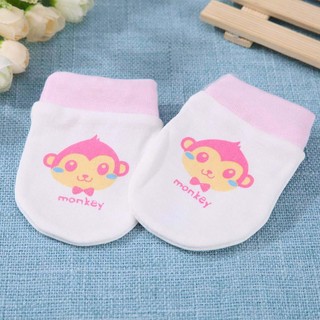mer！Baby Cartoon Face Anti Grasping Breathable Gloves Mittens Accessories