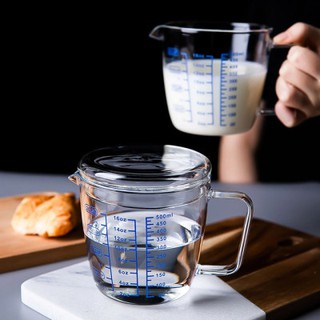 JX_250ml 500ml Heat-resisting Glass Measuring Cup Milk Scale Microwave Measure Jug