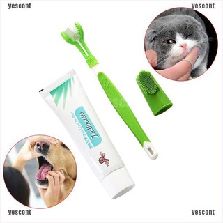 【YST】Pet Toothbrush Set Vanilla Taste Toothpaste Dog Cat Finger Tooth Brush Ca