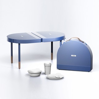 [MITA] KOREA Portable Camping Tables with Tableware, Camp Folding Side Table, Light and Modern Design, Safety Certification, 3 Colors