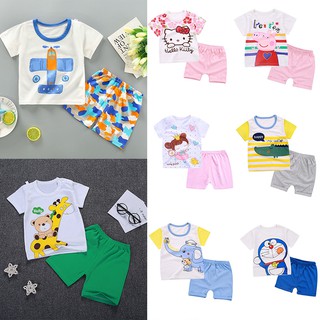 2Pcs Summer Kid Clothing Sets Baby Boys Girls Short Sleeve Tops+Shorts Pants Suit Outfit Clothes