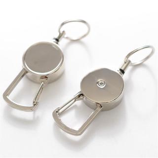 Retractable Key Ring ID Metal Lanyard Name Tag Card Holder Recoil Reel Belt Clip