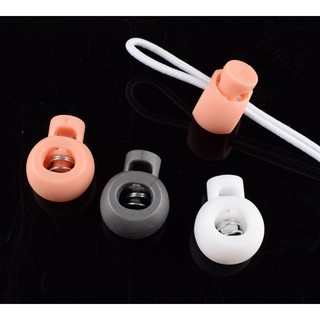 Cord Lock,Plastic Cord Stopper,White/Black/Pink Round Rope End Toggle Clip Abuckle,Single Hole Cord Lock Clothing Mask Cord Adjustment 20 Pcs