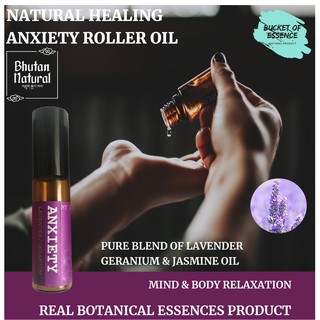 Herbal Lavender Essences- Natural Body Calming Massage Oil Anxiety Essential Oil Blend of Lavender Geranium Jasmine Oil