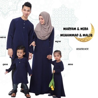 🌹Blue BLACK FAMILY Set🌹Set Of Sedondon Kurta Father & Son & Boys Robes Mother & Daughter Clothes Plus Size Shirt Raya Clothes 2022