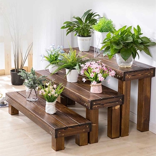 Stair Flower Shelf Solid Wood Step Multi-meat Flower Stand Bench Multilayer Balcony Ladder Carbonized Anti-corrosion / Wooden bench multi-level balcony ladder carbonized antiseptic wood flower shelf rack /ladder type indoor balcony living room shelf floor