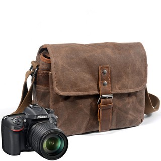 New outdoor camera bag digital SLR professional waterproof oil wax canvas camera bag micro shoulder bag