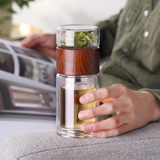 500ml Portable Double Glass Tea bottle Infuser Tumbler Separation Of Tea Filter Bottle with hand bag