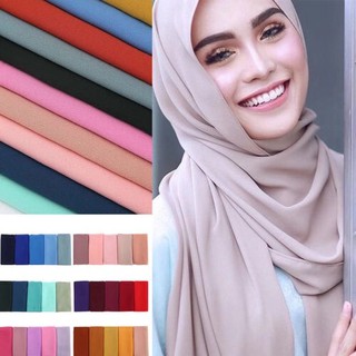 Fashion Women Plain Bubble Chiffon Islamic Muslim Hijab Lady Wrap Shawl Scarf (1)