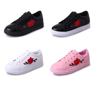 Women's rose embroidery printed shoe sneaker(Choose one bigger size ) (1)