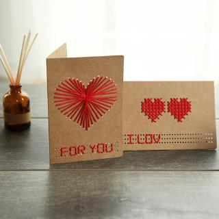 Kraft paper DIY cross stitch love greeting card christmas greeting card birthday Valentine's Day thank you card