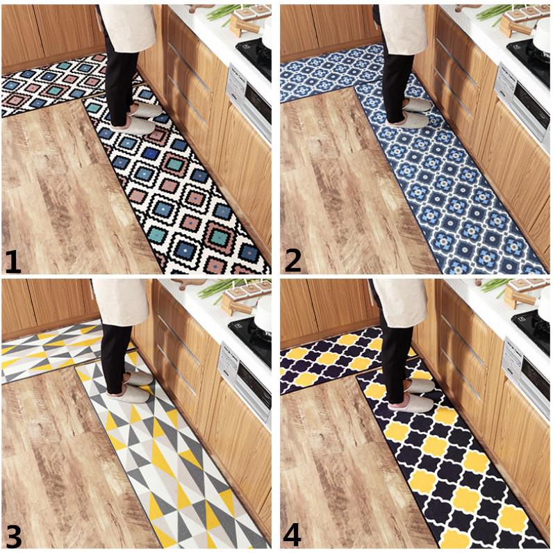 1PC Kitchen Long Mat Geometric Pattern Nylon Doormat Anti-slip Carpets Room Rugs