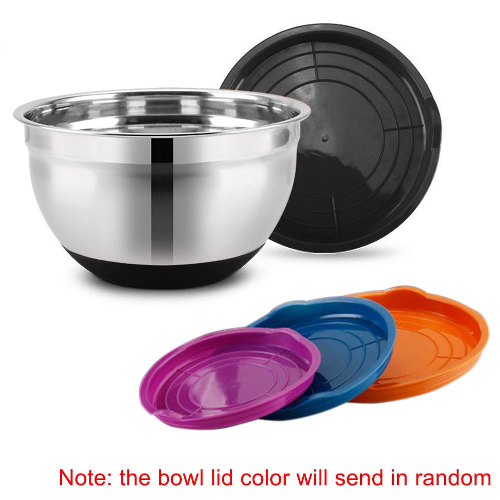 Non-Slip Stainless Steel Silicone Bottom Mixing Bowl Food Container With Lid
