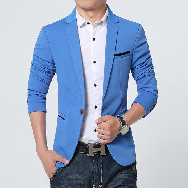 New Blazer New Spring Fashion Brand High Quality Cotton Slim Fit Men Suit Terno (1)