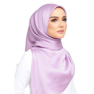 BST❀Muslim Hijab Silky Satin Plain Solid Color Square Shawl Scarf Twill Islamic Head Wrap Headscarf