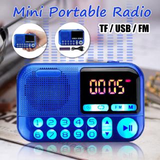 Mini Portable Radio FM Earphone Time USB MP3 Stereo Digital TF Speaker + 18650