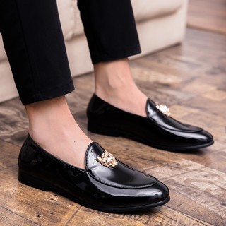 Men's Formal Slip-Ons Shoes Business Smooth Leather Shoes Black