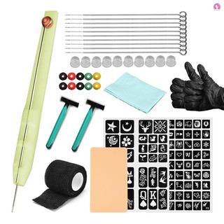 Hand Poke and Stick Ta-tt-oo Kit DIY Ta-tt-oo Supply Ink Gloves and Inkbox Ta-tt-ooNeed+les Set Includes 3RL / 5RL / 7RL / 9RL
