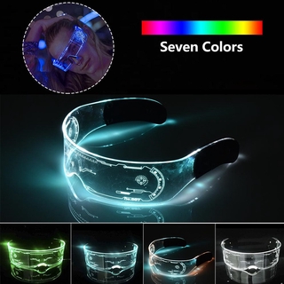 LED Luminous Glasses Futuristic Electronic Visor Glasses Light Up Glasses Prop for Halloween Festival KTV Bar Performance