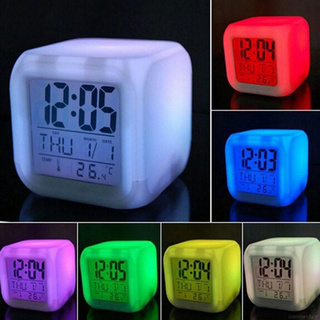glowing led color change alarm calendar digital temperature-hour clock