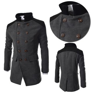1Pcs New Fashion Men's Wool Coat Overcoat Long Jacket Winter Trench Coat Outwear