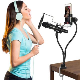 Microphone Suspension Arm Stand Mount Set for Selfie Mobile Phone Holder with Clip Mic Stand Mount Set