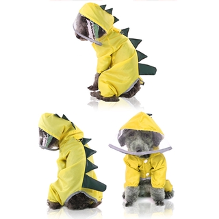 Pet Cats and Dogs Four-legged Waterproof Raincoat Spring Summer Autumn and Winter Dinosaur Reflective