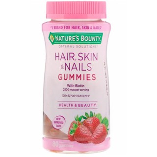 Nature's Bounty, Optimal Solutions, Hair, Skin, & Nails, Strawberry Flavored