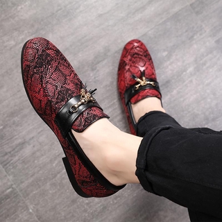 Dimai Ready-Korean Style Social Leisure a Pedal Loafers Autumn Red Hair Stylist Moccosins Men Trend England Leather Shoes Male