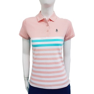 Hush Puppies Ladies Stripe Polo With Embroidery | HLP917113PNK