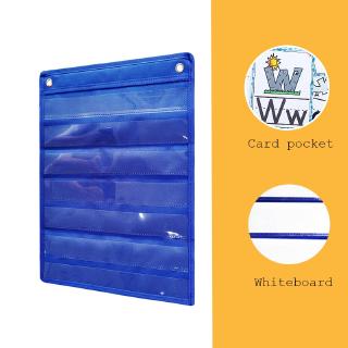Blue Magnetic Pocket Chart with 10 Dry Erase Cards for Standards Daily Schedule Easy Mounting Space Saving Home Standard