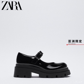 【ZARA】ZARATRFWomen's Shoes Asian Limited Black Platform Flat Casual Shoes Mary Jane Shoes 13884610040