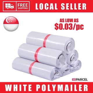 50pc/100pc White glossy polymailer bag / courier bag / mailer bag / posting plastic bag