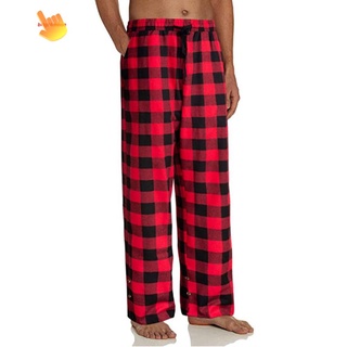 （bd）Women Adult Comfortable Pajama Plaid Drawstring Pants with Pockets