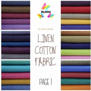 [Shop Malaysia] 45” Premium Quality Plain Linen Cotton Fabric (Page 1) / Kain Cotton Linen Warna Plain Bidang 45”