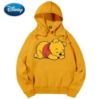Disney Chic Cute Winnie The Pooh Bear Cartoon Print Hoodie Pullover Couples Sweatshirt Pocket Tops 6 Colors Coat