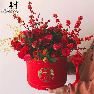 🍦Zexiang New Year's blessing bucket hug bucket Chinese style blessing hug bucket Floral round flower arrangement bucket big blessing bucket