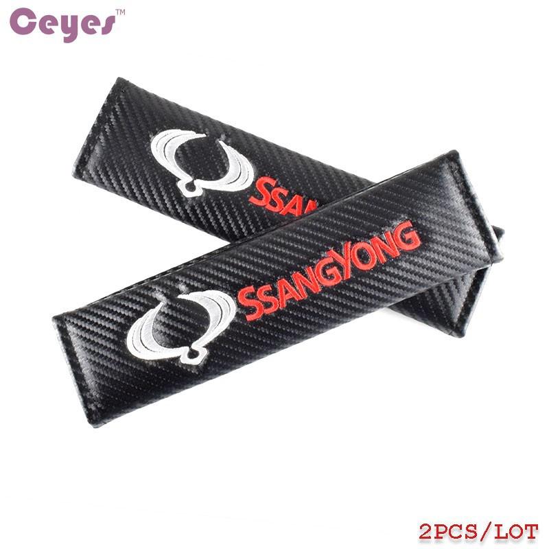 🚕Auto Seat Belt Cover Carbon Fiber Shoulder Pads for SsangYong Car Styling🚗