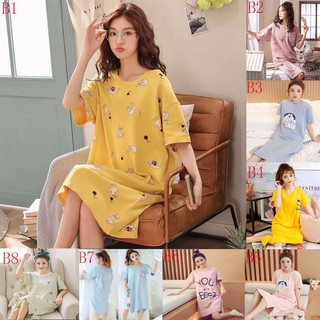 【READY】women's Pyjamas Short Sleeve Sleepwear Milk Silk Female Nightdress Homewear