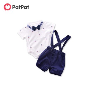 PatPat Baby / Toddler Gentlemanly Anchor Print Top and Suspender Shorts Set